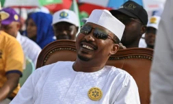 L'ex-chef de la junte élu président, Mamahat Déby, lors d'un meeting de campagne, le 4 mai 2024 à N'Djamena