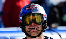 La déception du Français Alexis Pinturault, seulement 7e du slalom des Mondiaux, le 21 février 2021 à Cortina d'Ampezzo