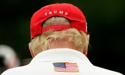 Donald Trump au tournoi de golf LIV Invitational à son domaine de Bedminster, dans le New Jersey, le 11 août 2023