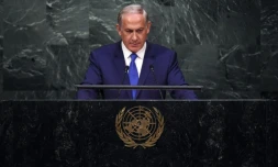 Le silence du Premier ministre israélien Benjamin Netanyahu à la tribune de l'ONU à New York, le 1er octobre 2015