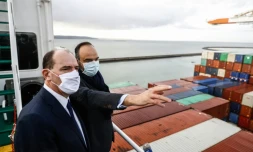 Jean Castex avec Edouard Phillipe au port du Havre le 22 janvier 2021