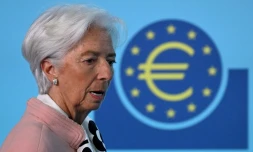 La présidente de la BCE, Christine Lagarde, le 17 avril 2025 à Francfort, en Allemagne