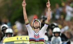 Le SlovÚne Tadej Pogacar à l'arrivée de la 6e étape du Tour de France, le 9 juillet 2026 à Gavarnie-GÚdre