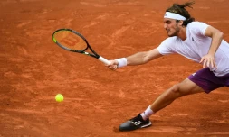 Le Grec Stefanos Tsitsipas face Ă l'Espagnol Pedro Martinez au 2e tour du tournoi de Roland-Garros, le 2 juin 2021