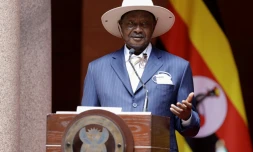 Le président ougandais Yoweri Museveni lors d'un déplacement à Pretoria le 28 février 2023