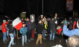 Des Syriens célèbrent à Alep la reprise de la ville par l'armée régulière le 22 décembre 2016