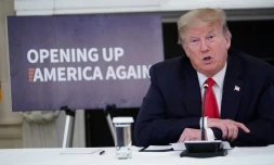Donald Trump lors d'une table ronde avec des dirigeants d'entreprises le 29 mai 2020 Ă la Maison blanche