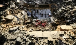 Une maison détruite par un bombardement israélien, le 10 janvier 2024 à Rafah, dans le sud de la bande de Gaza