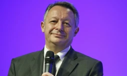 Le secrétaire d'Etat aux Sports Thierry Braillard en conférence de presse, le 22 avril 2016 à Paris 
