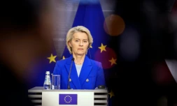 La présidente de la Commission européenne, Ursula von der Leyen, à Riga, le 29 août 2025