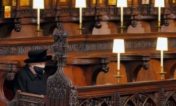 La reine Elizabeth II pendant les funérailles de son époux le prince Philip, le 17 avril 2021 à Windsor