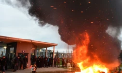 Feu allumé par des gardiens de la prison d'Alençon-Condé-sur-Sarthe, mercredi 6 mars 2019