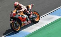 L'Espagnol Marc Marquez (Honda) lors du GP de Thaïlande, catégorie MotoGP, le 7 octobre 2018 sur le circuit de Buriram 