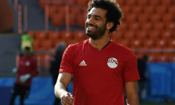 L'attaquant vedette de l'Egypte Mohamed Salah à l'entraînement le 14 juin 2018 à Ekaterinburg