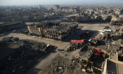 Une vue aérienne de Mossoul, le 8 janvier 2018, six mois après sa reprise par l'armée irakienne au groupe jihadiste Etat islamique