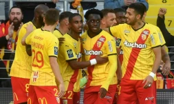 La joie des Lensois après un but contre Metz, le 24 octobre 2021 à Lens 