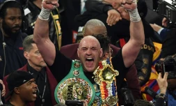 Le boxeur britannique Tyson Fury remporte le combat contre son rival américain Deontay Wilder en 7 rounds, le 22 février 2020 à Las Vegas