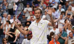Le Russe Daniil Medvedev se qualifie pour les demi-finales de l'US Open le 3 septembre 2019