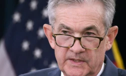 Le président de la Banque centrale américaine Jerome Powell parle lors d'une conférence de presse, le 31 juillet 2019 à Washington.