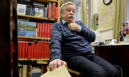 L'historien russe Anatoli Razoumov, lors d'un entretien à l'AFP, à Saint-Pétersbourg, le 10 janvier 2018