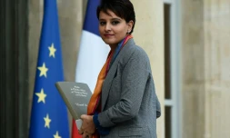 La ministre de l'Education nationale Najat Vallaud-Belkacem à son arrivée à l'Elysée pour le conseil des ministres le 5 novembre 2015 à Paris