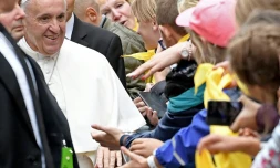 Le pape François à son arrivée à Vilnius, le 22 septembre 2018.