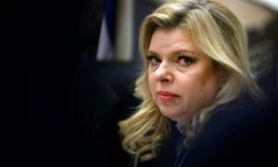 Sara Netanyahu, l'épouse du Premier ministre israélien Benjamin Netanyahu, au Parlement israélien à Jérusalem, le 31 janvier 2017