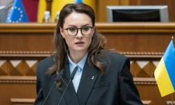 Ioulia Svyrydenko, Première ministre ukrainienne nouvellement nommée, lors d'une session au Parlement ukrainien à Kiev le 17 juillet 2025