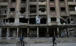 Des immeubles détruits à Doumou, dans les environs de Damas, le 20 janvier 2017 en Syrie