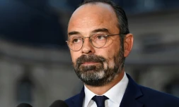 Le Premier ministre Edouard Philippe, confronté à un mouvement social sur les retraites donne une conférence de presse à Matignon, le 6 décembre à Paris