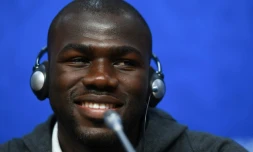 Le défenseur sénégalais Kalidou Koulibaly lors d'une conférence de presse, le 27 juin 2018 à Samara