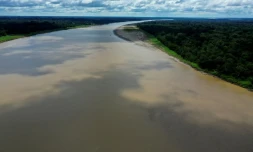Vue aérienne du fleuve Amazone, près de Leticia, en novembre 2020 en Colombie