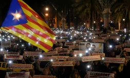 Manifestation à Barcelone pour la libération des députés séparatistes emprisonnés, le 16 janvier 2018