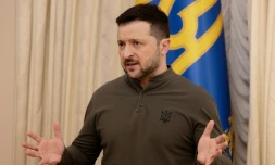 Le président ukrainien Volodymyr Zelensky, le 10 février 2025 à Kiev