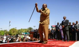 Le président soudanais Omar el-Béchir lors d'un discours à Khartoum le 9 janvier 2019