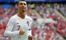 La star du Portugal Cristiano Ronaldo lors du match contre le Maroc, le 20 juin 2018 à Moscou  