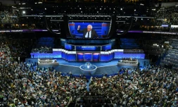 Bernie Sanders devant la convention démocrate le 25 juillet 2016 à Philadelphie