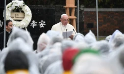 Le pape François prononce un discours contre l'arme nucléaire à Nagasaki (Japon) le 24 novembre 2019
