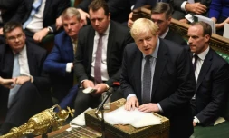 Le Premier ministre britannique Boris Johnson s'exprime à la Chambre des communes durant un débat sur le Brexit, à Londres le 19 octobre 2019.
