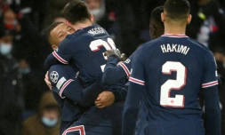 Le PSG, vainqueur de Bruges avec les doublés de Kylian Mbappé et Lionel Messi au Parc des Princes le 7 décembre 2021, attend son adversaire en 8e de C1