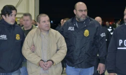 Le narcotrafiquant mexicain Joaquin "El Chapo" Guzman lors de son extradition aux Etats-Unis, le 19 janvier 2017