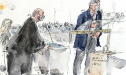 Le directeur de la publication de Charlie Hebdo, Riss, lors d'une audience au tribunal de Paris le 9 septembre 2020