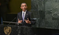 Le président américain Barack Obama à la tribune de l'ONU à New York, le 28 septembre 2015