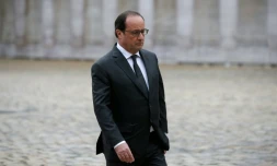 Le président François Hollande à l'Hôtel des Invalides lors d'une cérémonie militaire, le 19 novembre 2015