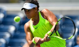 Caroline Garcia, le 30 août 2016 à New York lors de son premier match à l'US Open fae à sa compatriote Pauline Parmentier