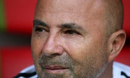 Le sélectionneur de l'Argentine Jorge Sampaoli pendant le match perdu face à la France à Kazan en 8e de finale du Mondial le 30 juin 2018