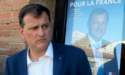 Le député FN Louis Aliot, le 7 juin 2017 à Saint-Laurent-de-la-Salanque dans les Pyrénées-Orientales