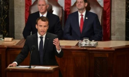 Le président français Emmanuel Macron au Congrès américain à Washington, le 25 avril 2018