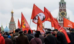 Des communistes russes célèbrent le 5 novembre 2017 à Moscou le 100e anniversaire de la Révolution Bolchévique