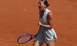L'Ukrainienne Marta Kostyuk victorieuse de l'Espagnole d'origine russe Oksana Selekhmeteva pour son entrée à Roland-Garros, le 24 mai 2026 